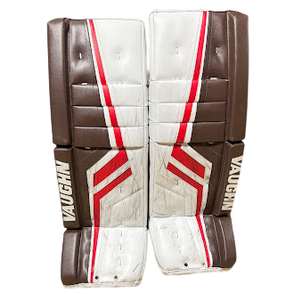 Vaughn Velocity V7 - Jambières de gardien de but Pro Stock d'occasion (blanc/marron/rouge)